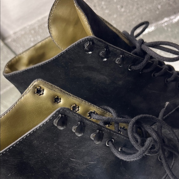 Vintage Y2K MIA Women's Black Velvet/Suede Lace Up Grannycore Ankle Boots Size 8 - Picture 5 of 16